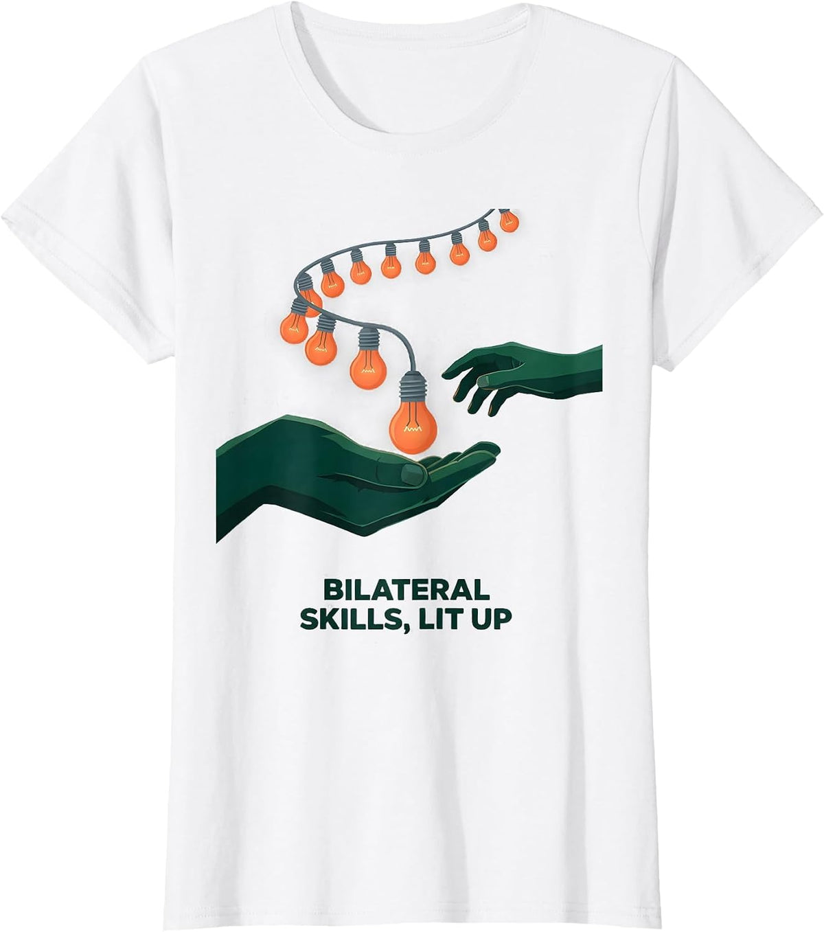 Women's Bilateral Skills Lit Up Occupational Therapy Christmas T-Shirt - White