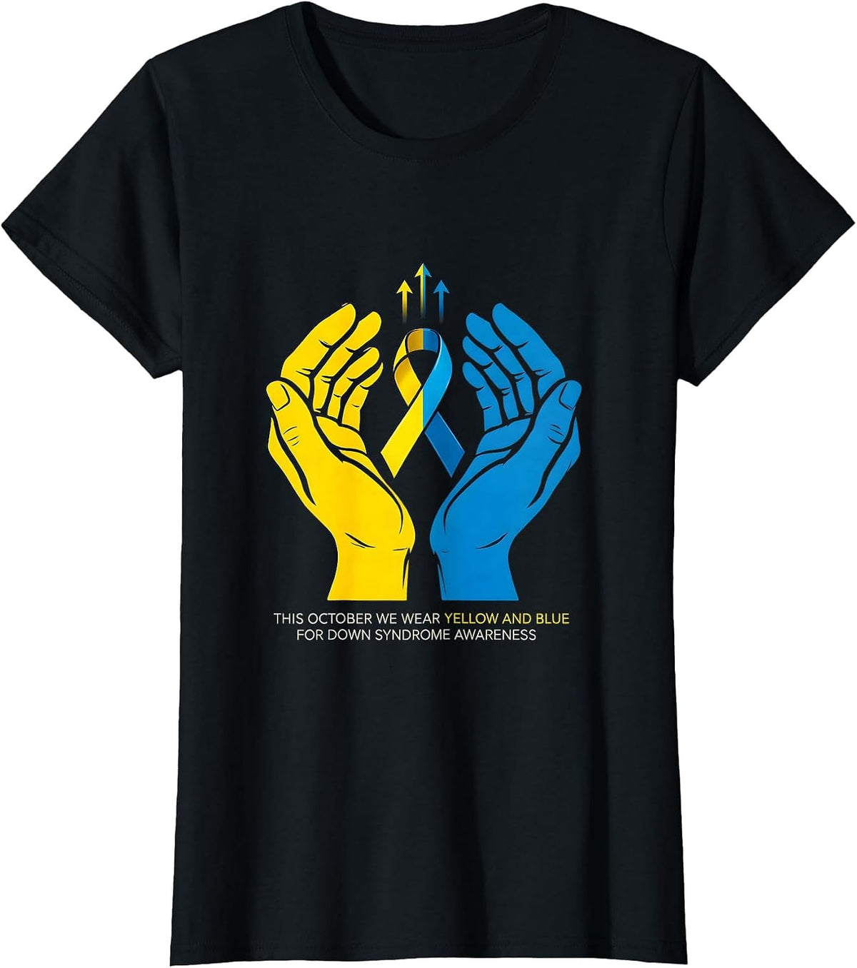 This October We Wear Yellow Blue Down Syndrome Awareness T-Shirt - Black