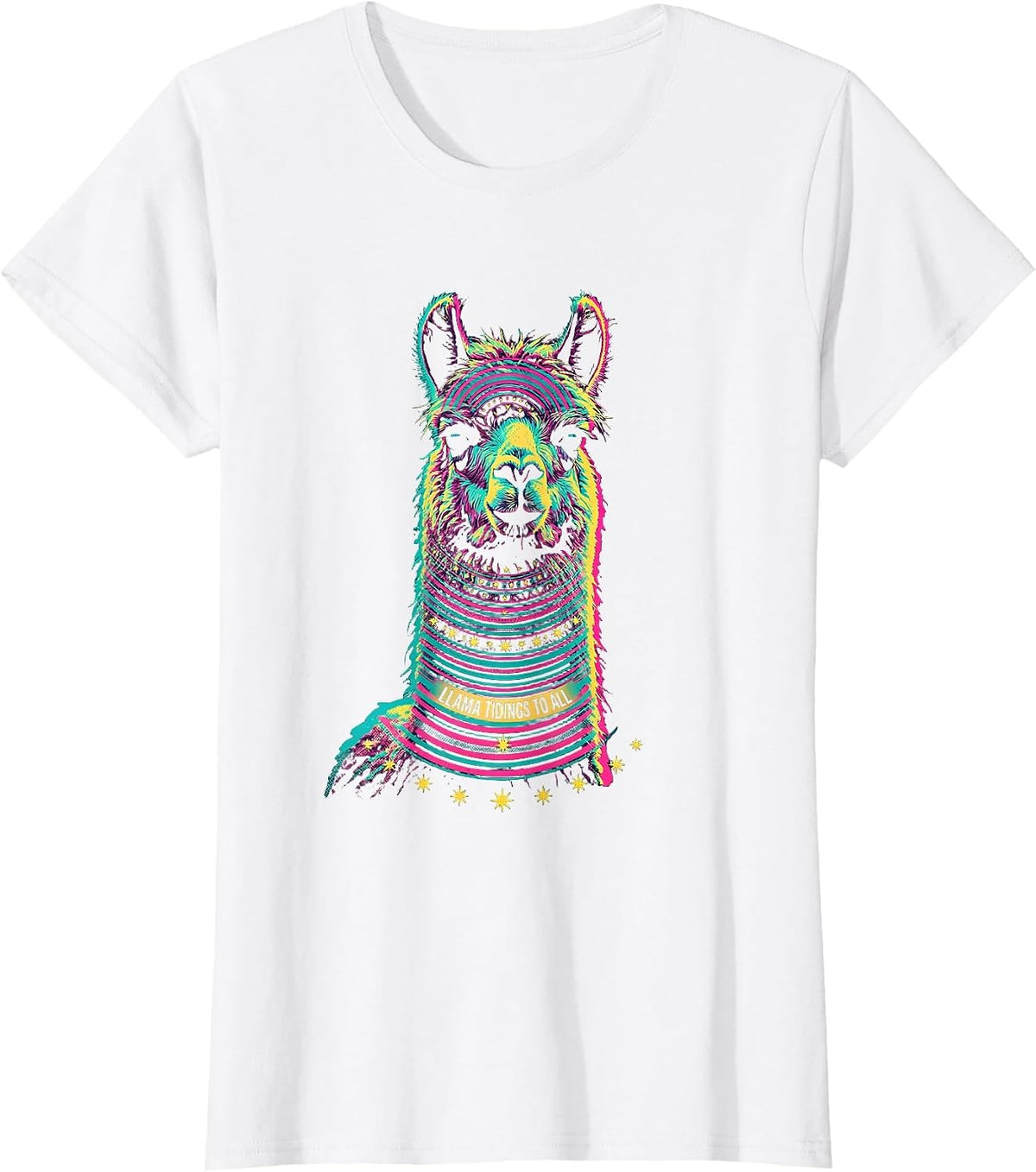 Llama Tidings To All Funny Alpaca Lover Christmas Humor T-Shirt - White