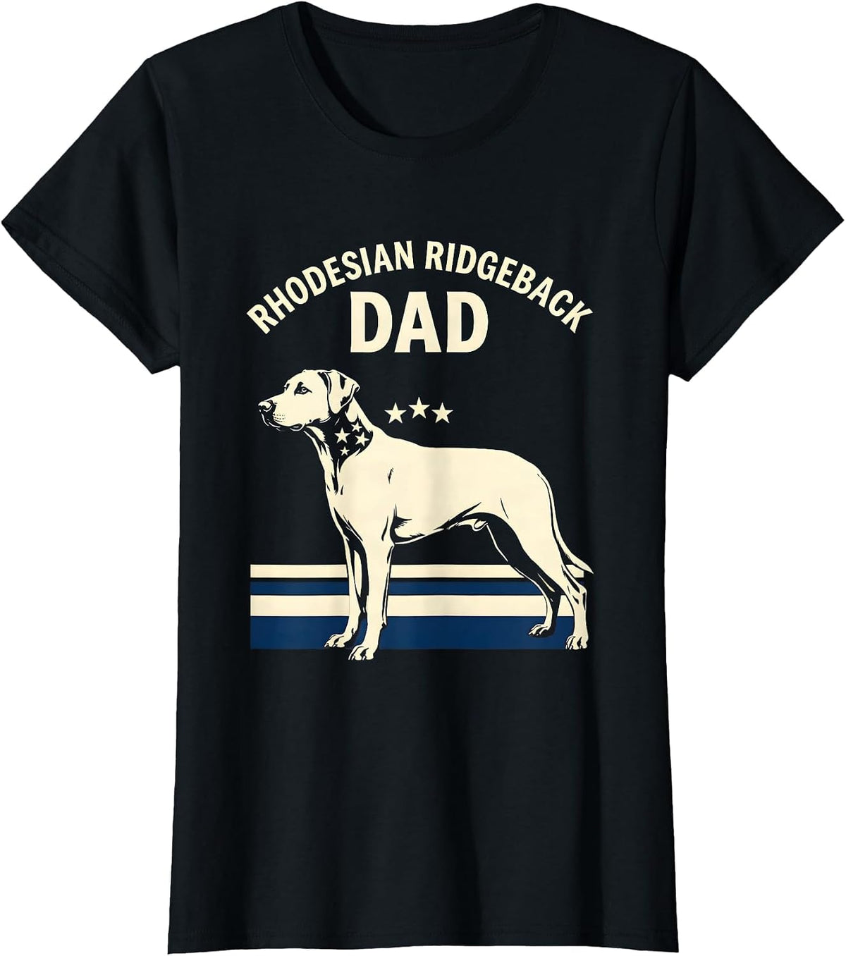 Rhodesian Ridgeback Dad Patriotic Dog Breed Pride 4th T-Shirt - Black