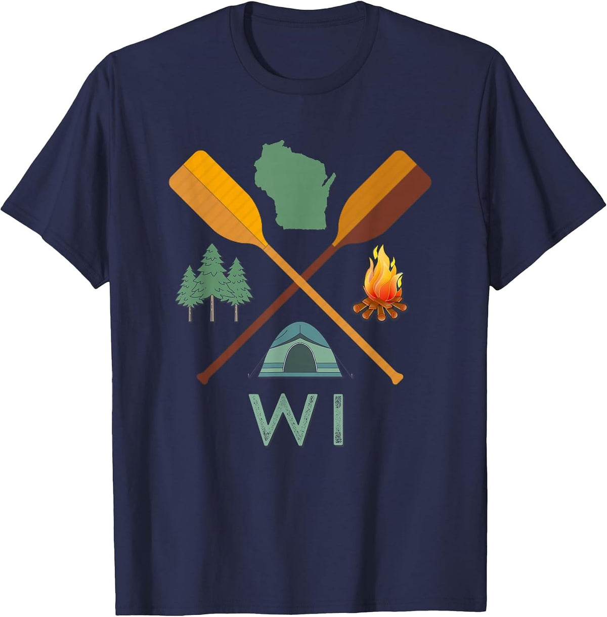 Wisconsin Camping, Canoeing, and Hiking, Nature T-Shirt T-Shirt - Navy Blue