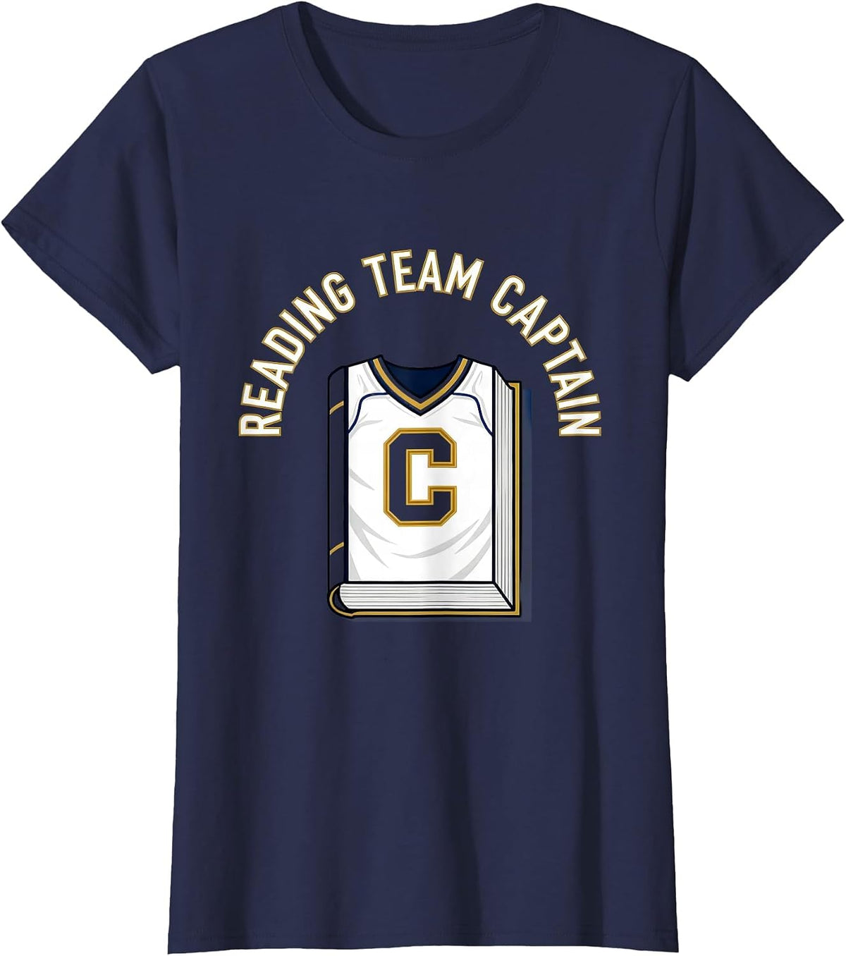 Women's Reading Is My Favorite Sport Team Captain Design T-Shirt - Navy Blue