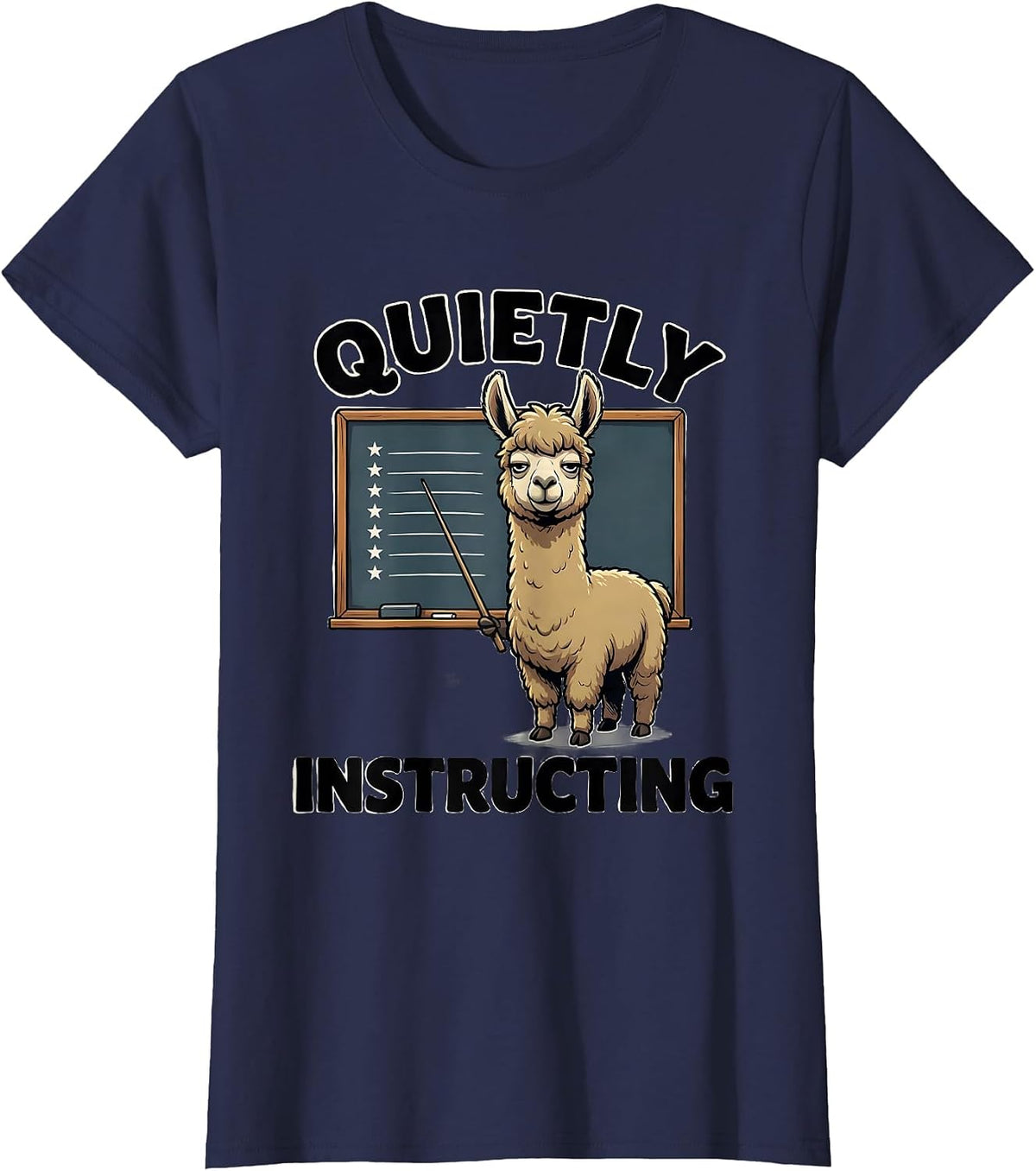 Women's Quietly Instructing Funny Llama Alpaca Pun Gift for Nana T-Shirt - Navy Blue