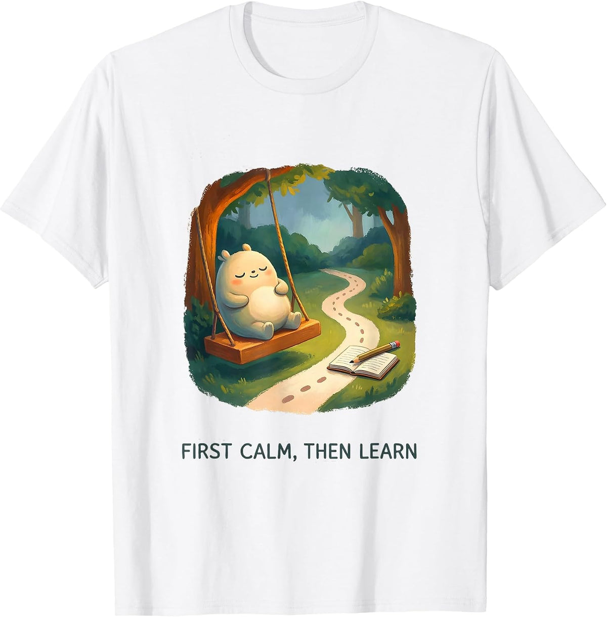 Men's First Calm Then Learn Storybook Occupational Therapy Sensory T-Shirt - White