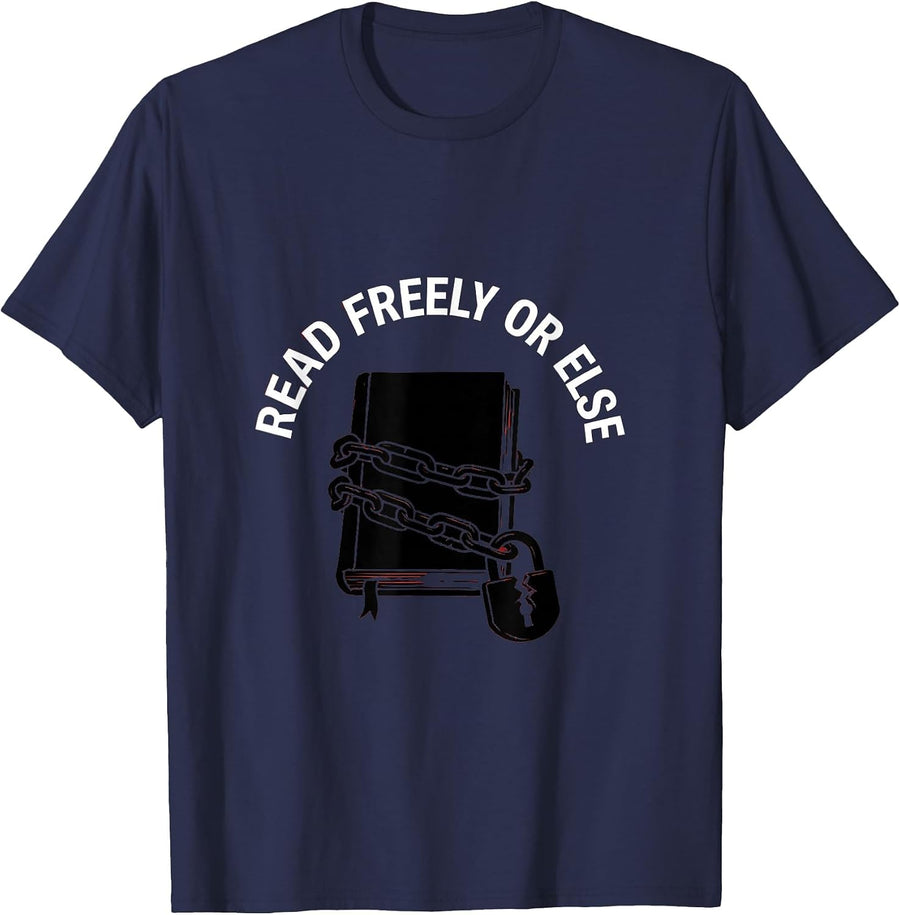 Read Freely Or Else Banned Books Design T-Shirt - Navy Blue