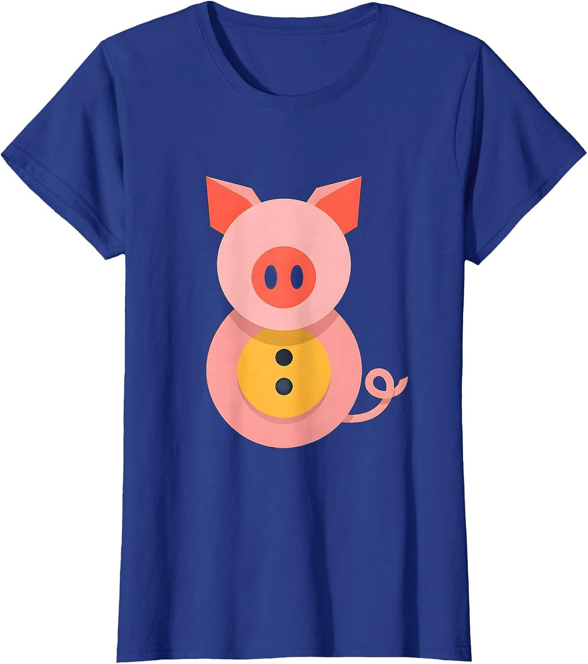 Women's Geometric Pig Flat Vector Halloween Costume Humor T-Shirt - Royal Blue
