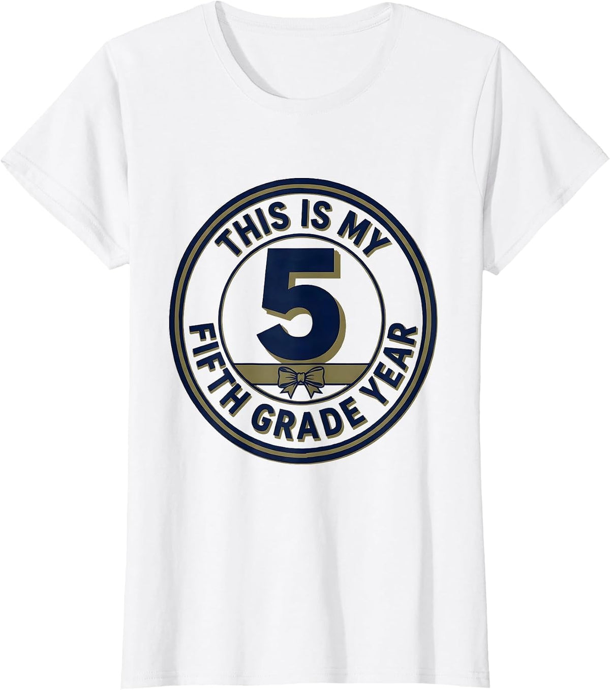 Women's This Is My Fifth Grade Year Playful Coquette Bow Back To T-Shirt - White