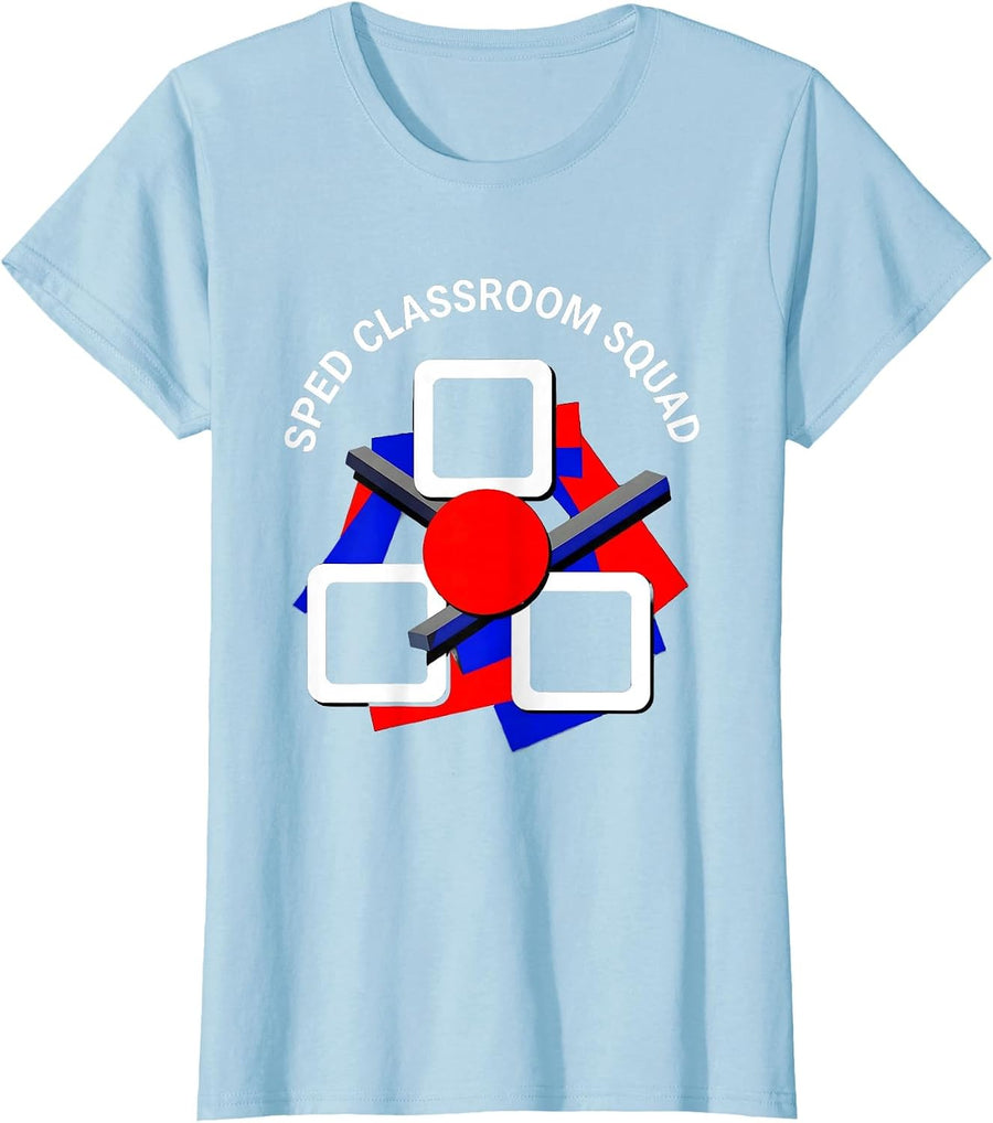 Women's SPED Classroom Squad Bauhaus Modernist Teacher Pride T-Shirt - Baby Blue