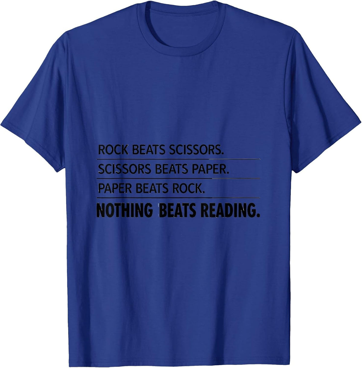 Men's Nothing Beats Reading Rock Paper Scissors Back to School T-Shirt - Royal Blue