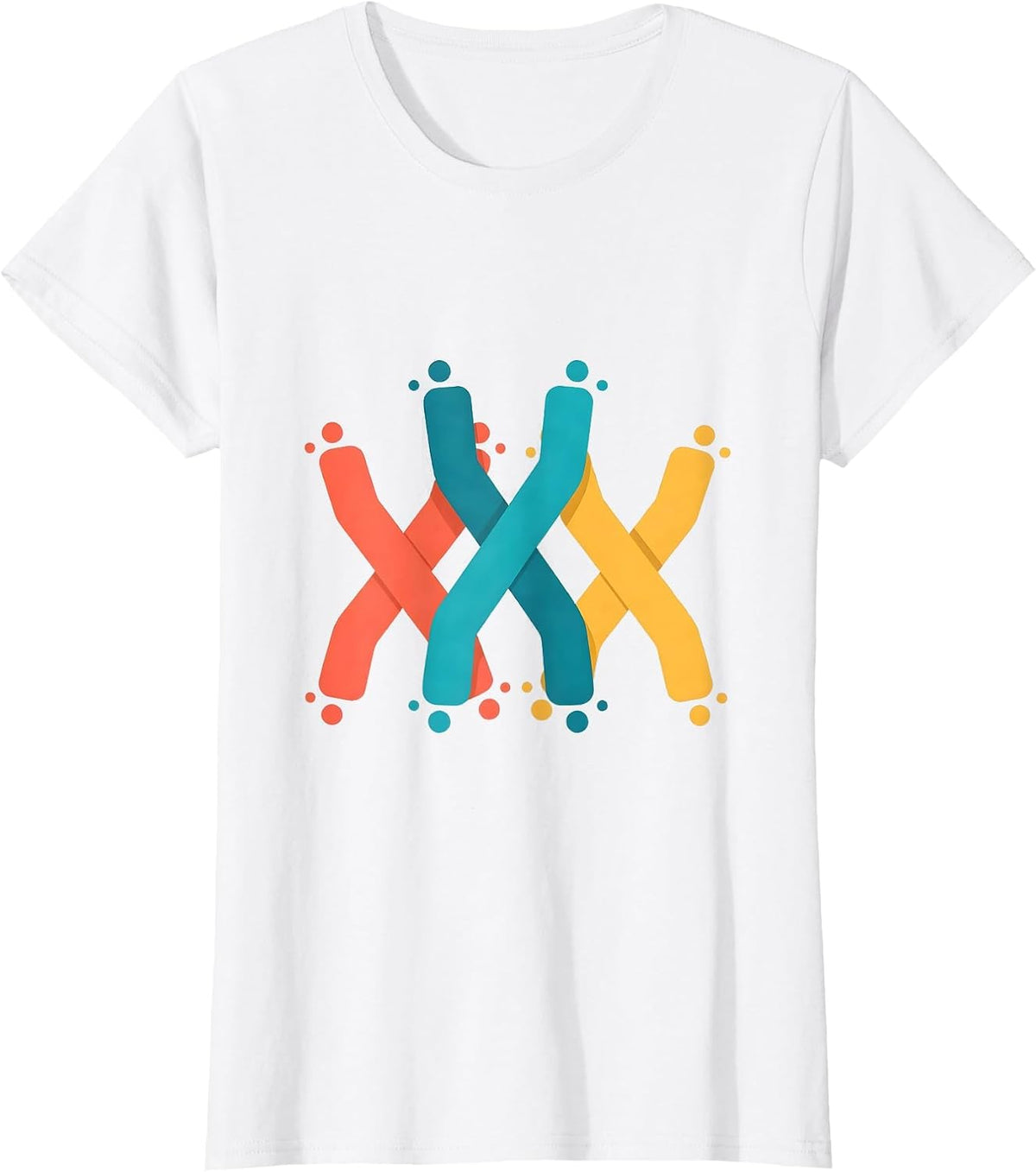 Down Syndrome Awareness Bold Chromosome Graphic T-Shirt - White