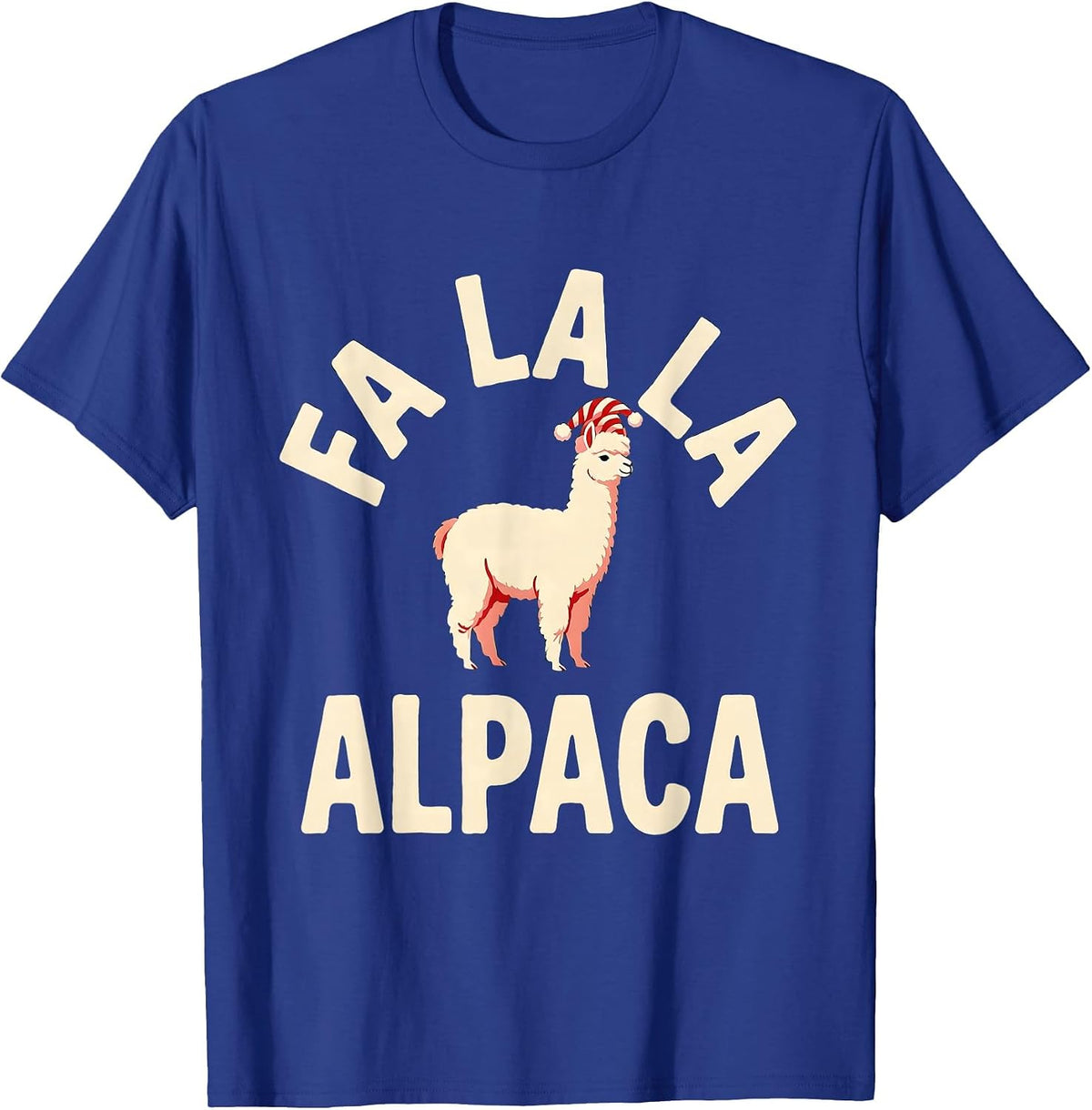 Fa La La Alpaca Funny Christmas Animal Pun Humor T-Shirt - Royal Blue