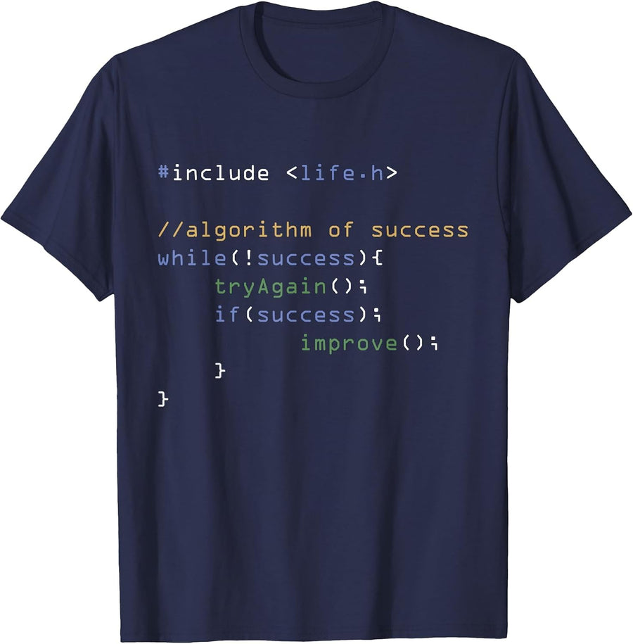 Programming Computer Science Code Algorithm Software Engineer T-Shirt - Navy Blue