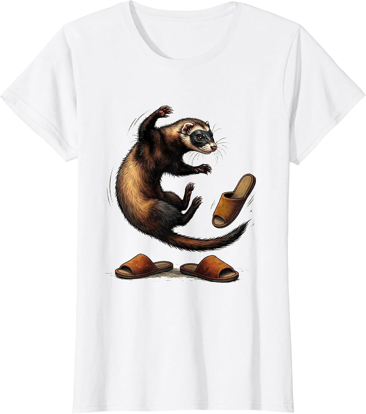 Masked Ferret War Dance Funny Ferret Lover Gift T-Shirt - White