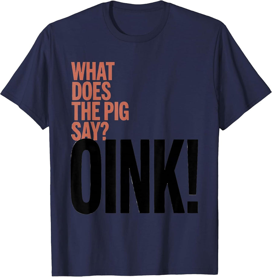 What Does The Pig Say? Oink! Minimalist Toddler Farm Animal T-Shirt - Navy Blue