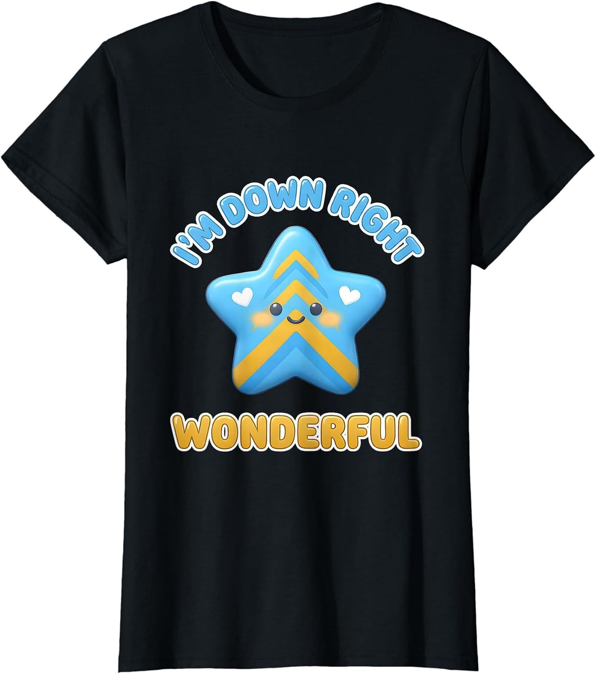 I’m Down Right Wonderful Cute Kawaii Down Syndrome Awareness T-Shirt - Black