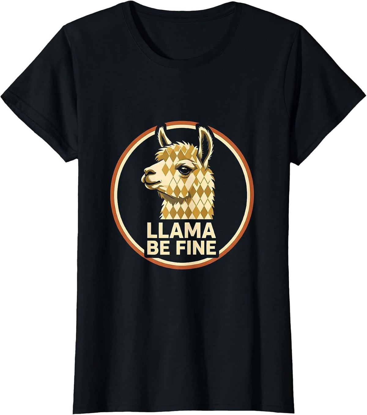 Women's Llama Be Fine Funny Alpaca Lover Animal Humor Novelty T-Shirt - Black