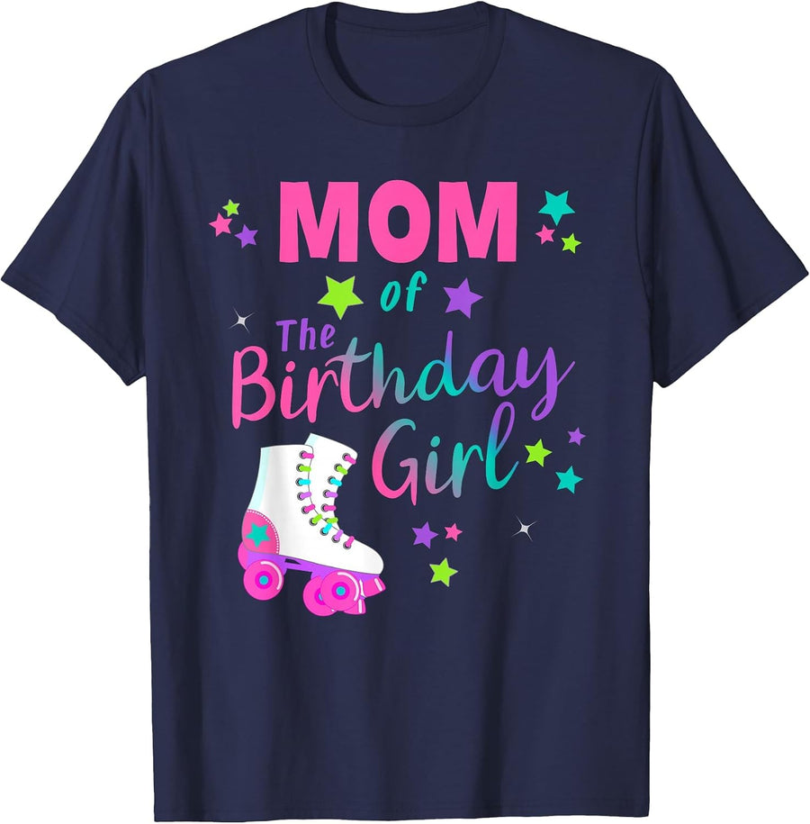 Roller Skate Birthday Mom Shirt Matching Family Group Outfit T-Shirt - Navy Blue