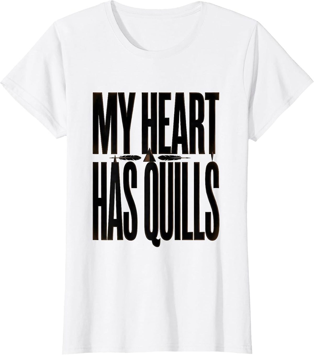 Women's My Heart Has Quills Cute Hedgehog Lover Funny Humor T-Shirt - White