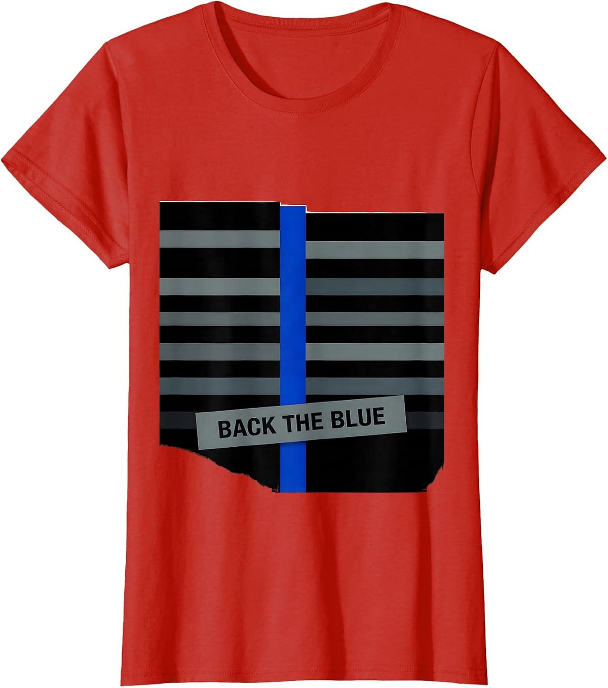 Back The Blue Thin Blue Line Police Support Officer Gift T-Shirt - Red