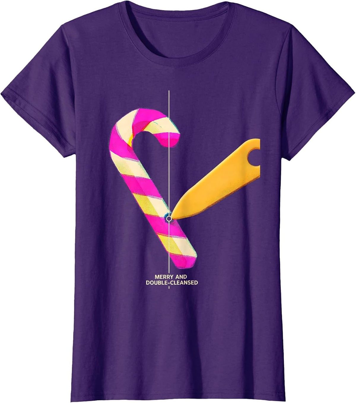 Women's Merry And Double-Cleansed Risograph Esthetician Dermatology T-Shirt - Purple
