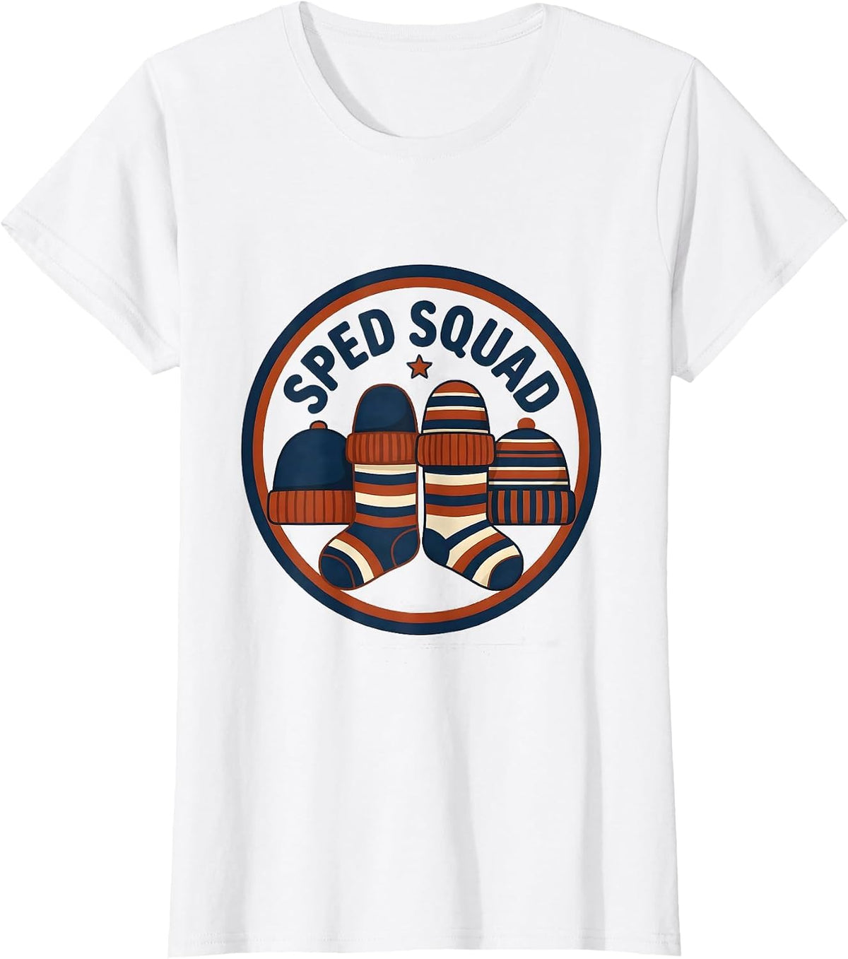 SPED Squad Teacher Christmas Humor Classroom Teacher Emblem T-Shirt - White