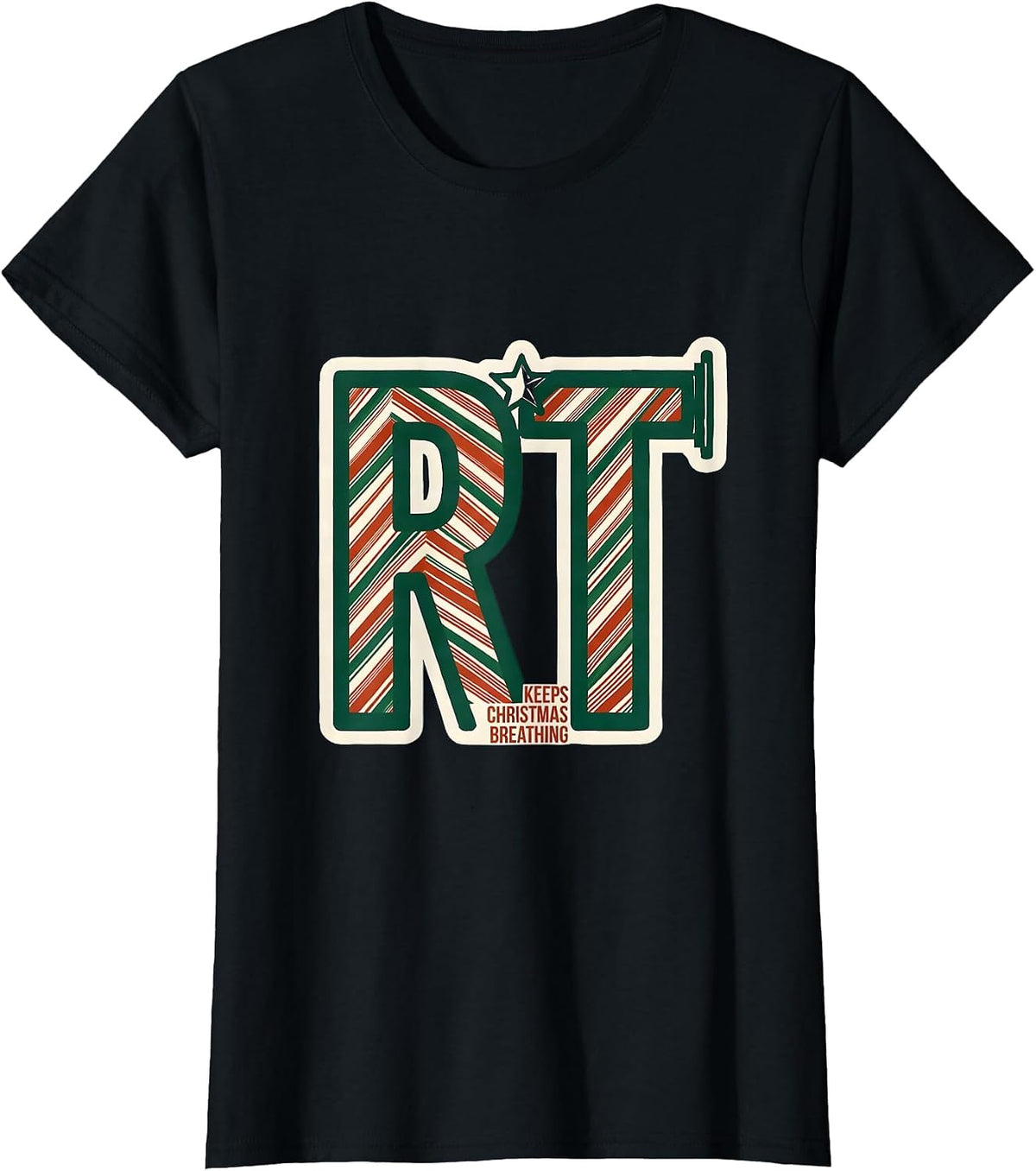 Women's RT Keeps Christmas Breathing Occupational Pride Respiratory T-Shirt - Black