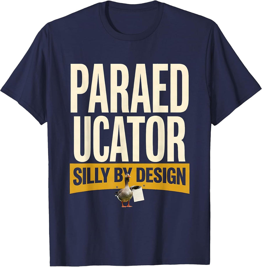 Paraeducator Silly By Design Funny SPED Teacher Support T-Shirt - Navy Blue