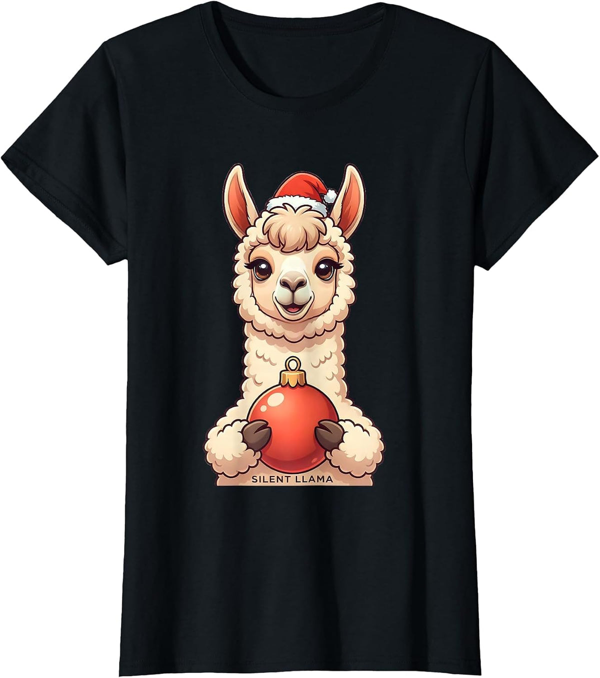 Silent Llama Cute Kawaii Christmas Llama Lover Gift T-Shirt - Black