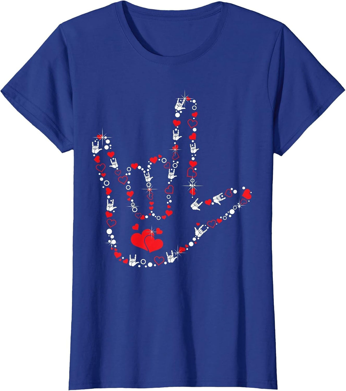 Love Sign Language Heart ASL Deaf Valentine's Day T-Shirt - Royal Blue