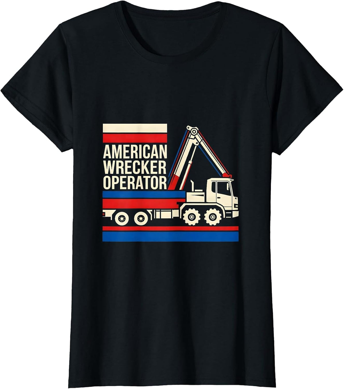 American Wrecker Operator Patriotic Semi Truck Driver T-Shirt - Black