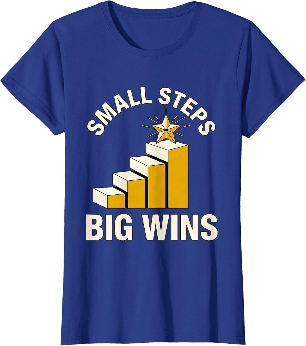 Women's Small Steps Big Wins Special Education Design T-Shirt - Royal Blue
