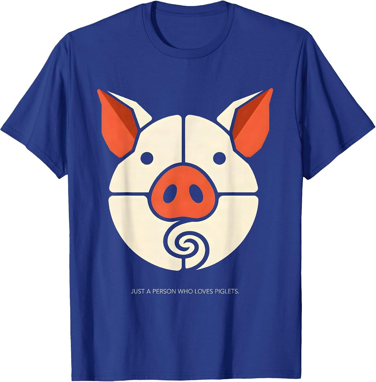Just A Person Who Loves Piglets Geometric Farm Animal Lover T-Shirt - Royal Blue