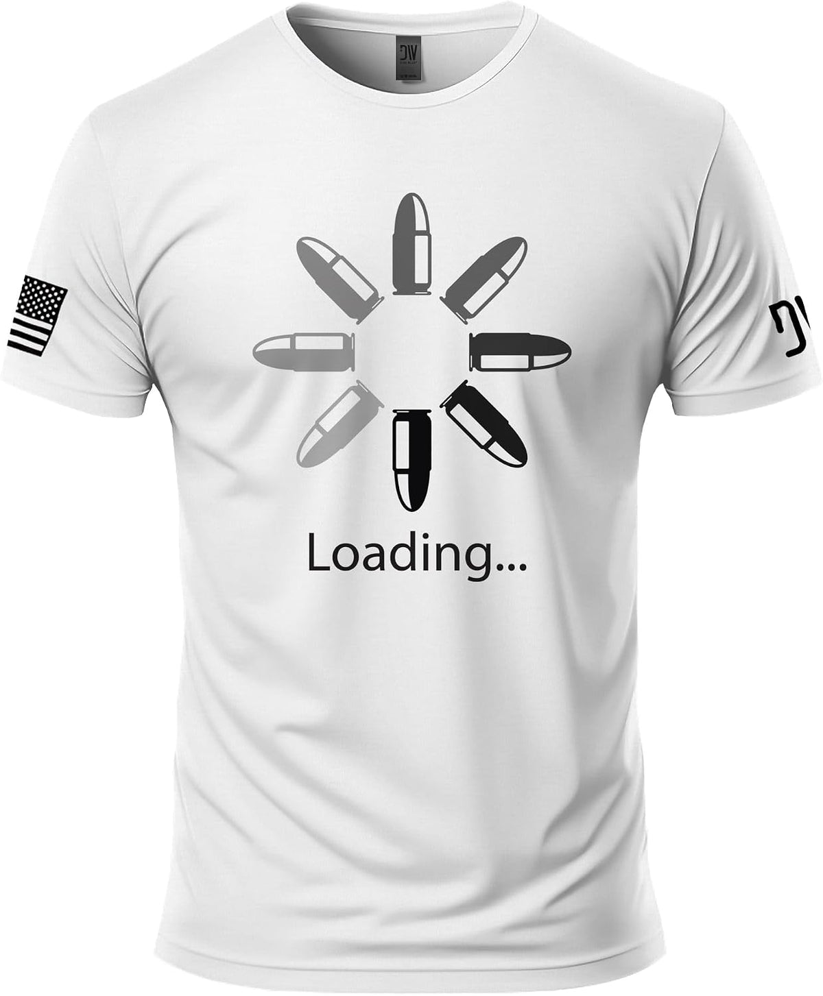 Dion Wear Loading Graphic T-Shirt - Cotton Short Sleeve Tee for Men - White