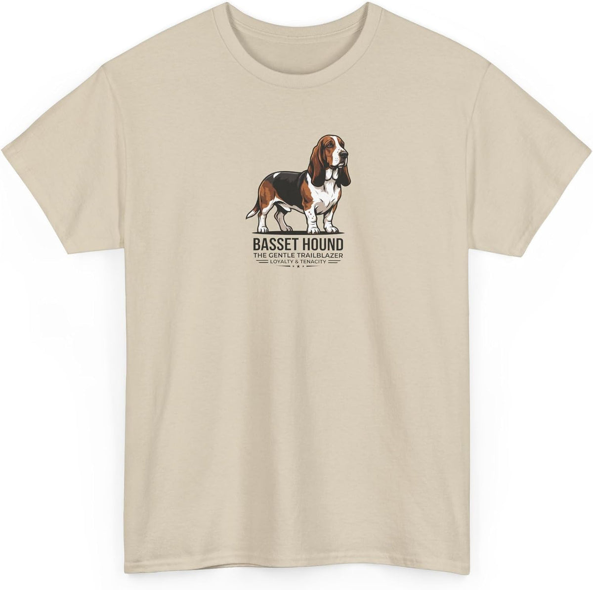 Tenacious Basset Hound Graphic Tee | Loyal Trailblazer Dog Breed Gift Shirt - Sand