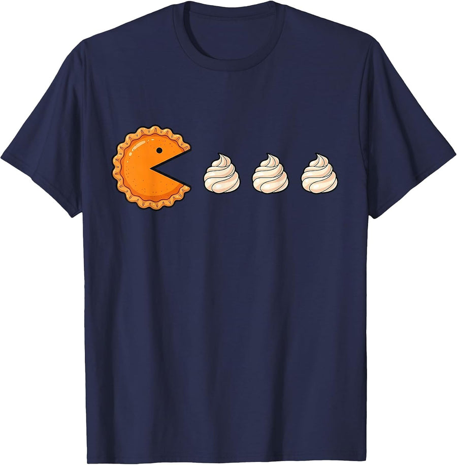 Pumpkin Pie Gamer Thanksgiving Gaming Men Women Kids Boys T-Shirt - Navy Blue