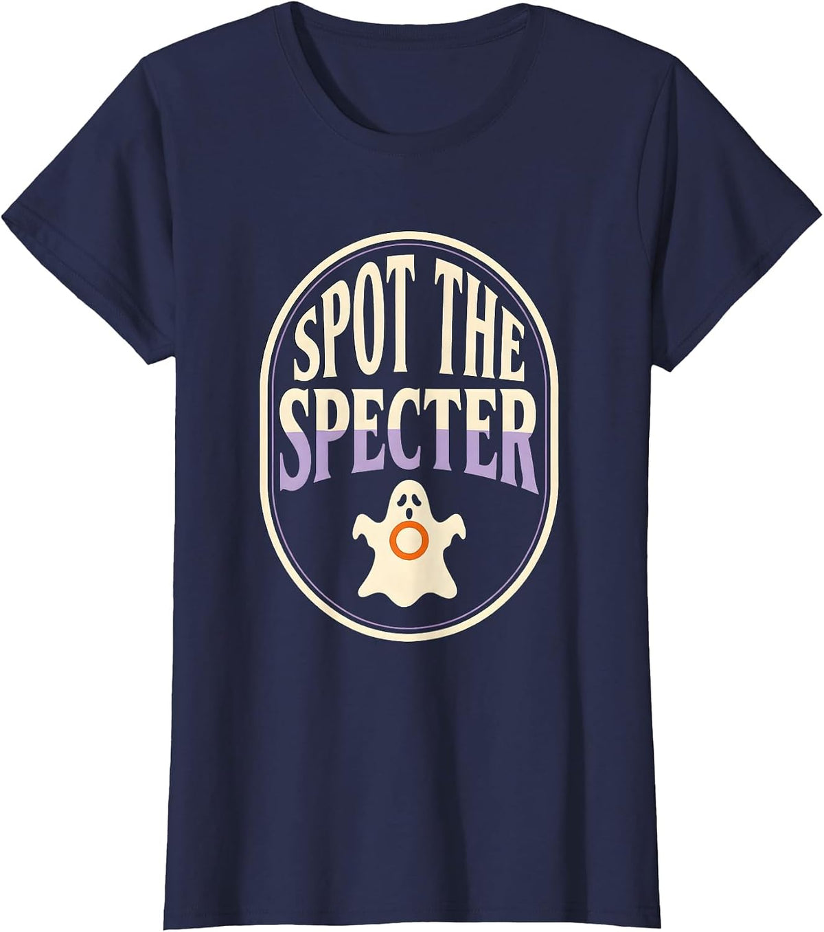 Women's Spot The Specter Vintage Halloween Dermatology Esthetician T-Shirt - Navy Blue