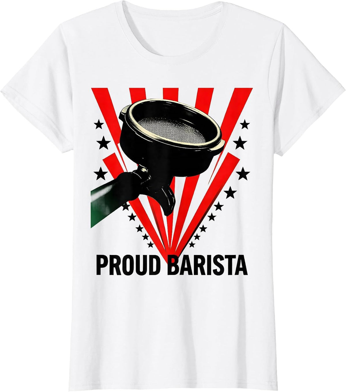 Proud Barista Constructivist Poster American Flag Patriotic T-Shirt - White