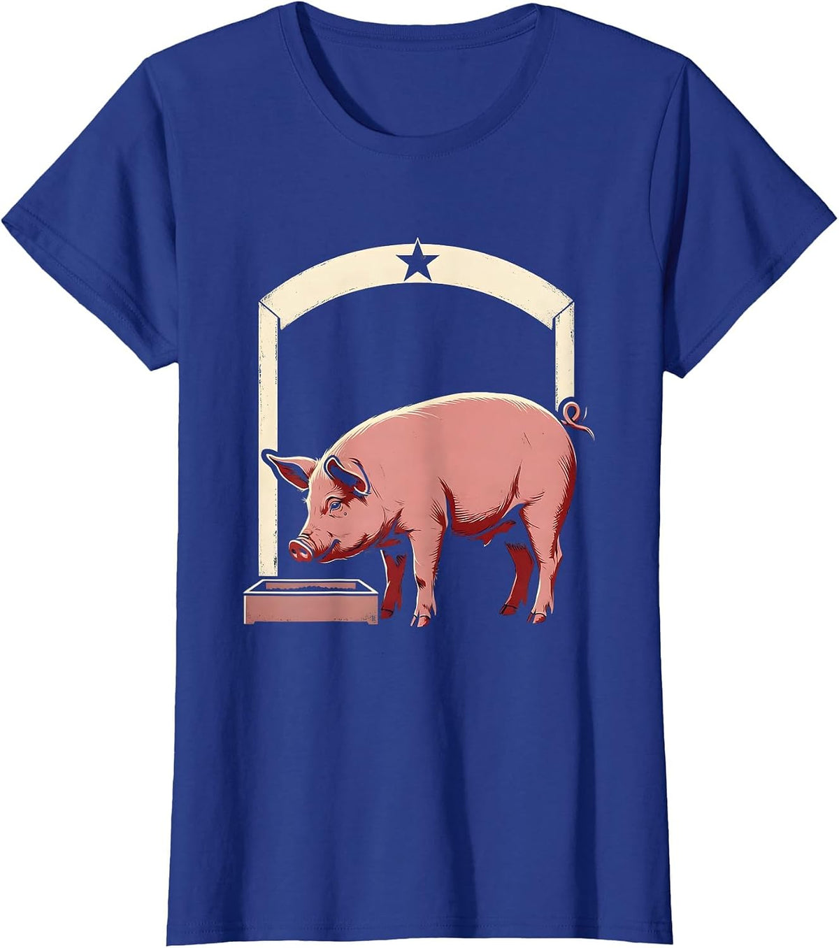 Women's Pig Lover Showcard Farm Humor Casual T-Shirt - Royal Blue