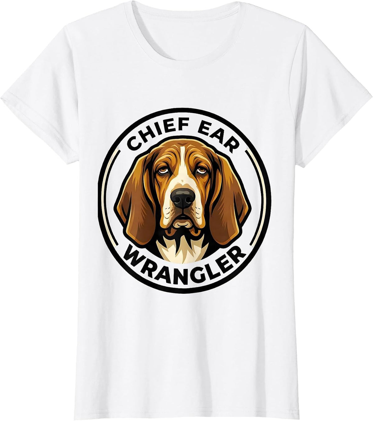 Chief Ear Wrangler Basset Hound Funny Dog Lover Gift T-Shirt - White