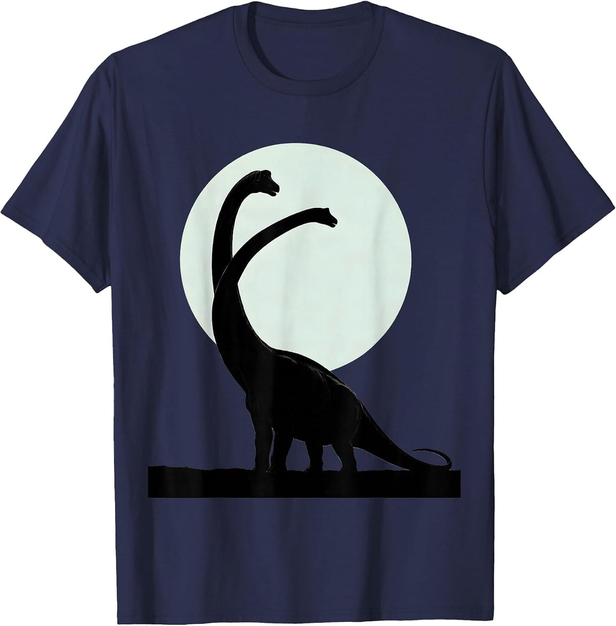 Men's Diplodocus Full Moon Night Sky Dinosaur T-Shirt - Navy Blue