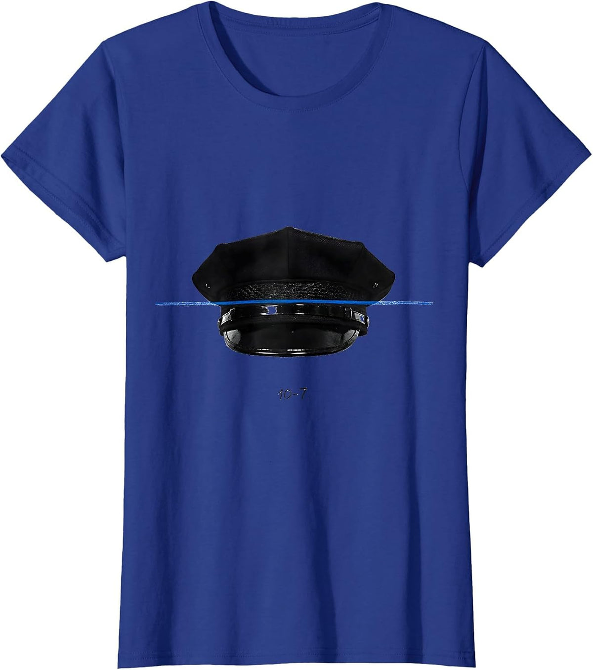 Women's 10-7 Thin Blue Line Police Support Tribute Law Enforcement T-Shirt - Royal Blue