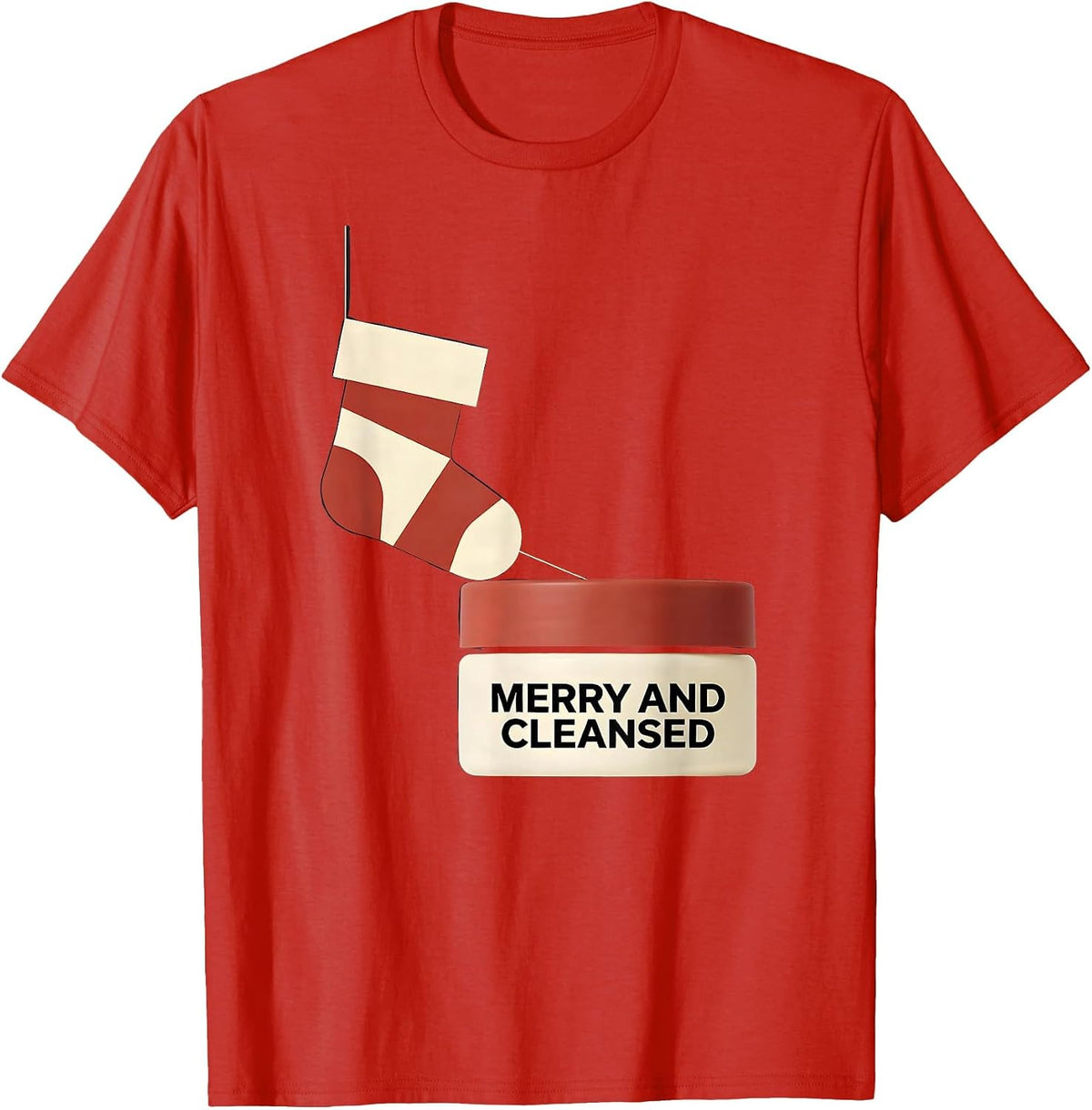 Men's Merry And Cleansed Minimalist Esthetician Dermatology T-Shirt - Red