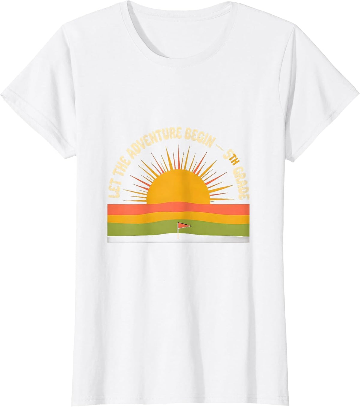 Let The Adventure Begin 5th Grade Retro 70s Back To School T-Shirt - White
