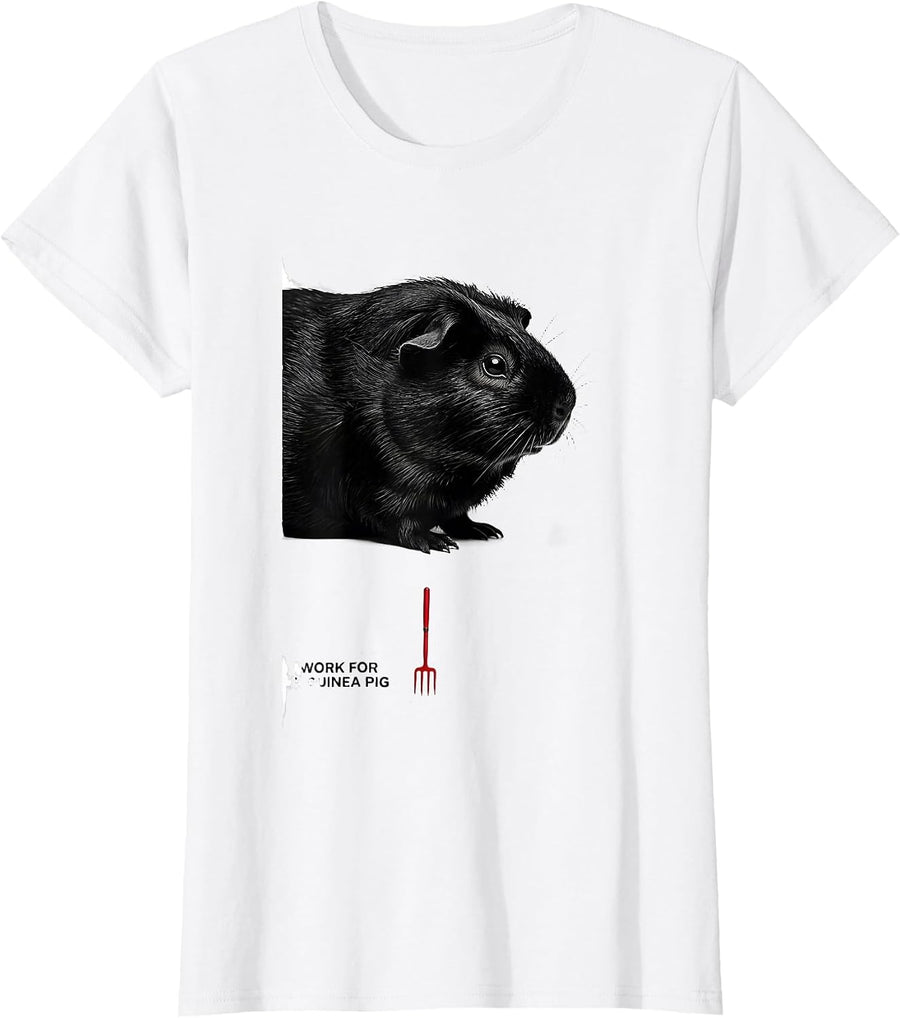 Women's I Work For A Guinea Pig Funny Pet Lover Cavy Owner T-Shirt - White