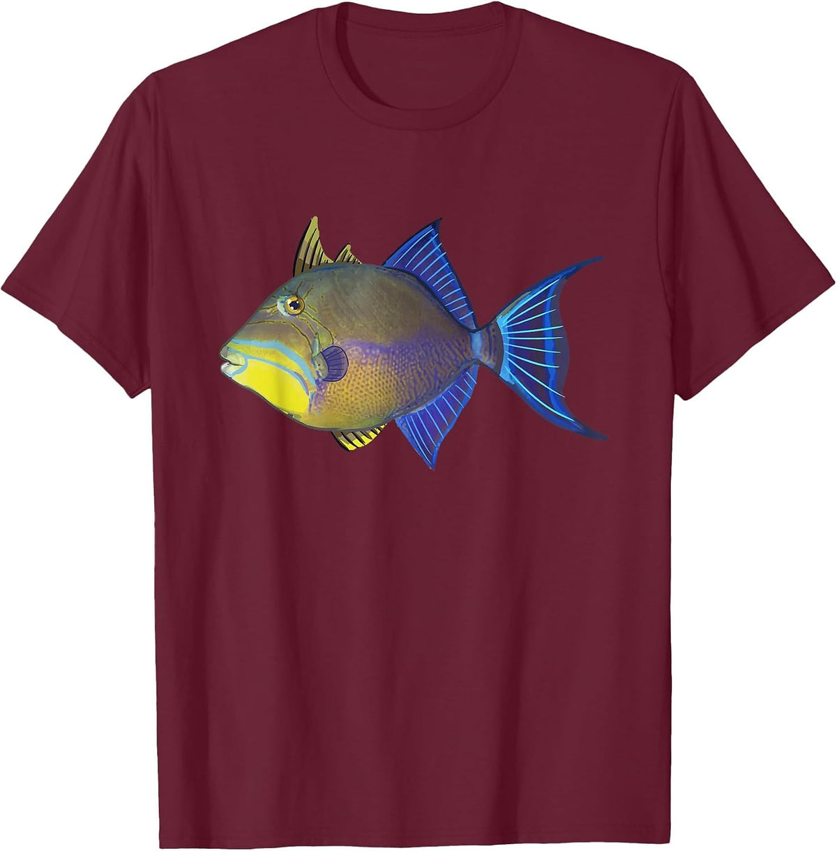 Queen Triggerfish Shirt | Triggerfish Fishing T-Shirt T-Shirt - Burgundy