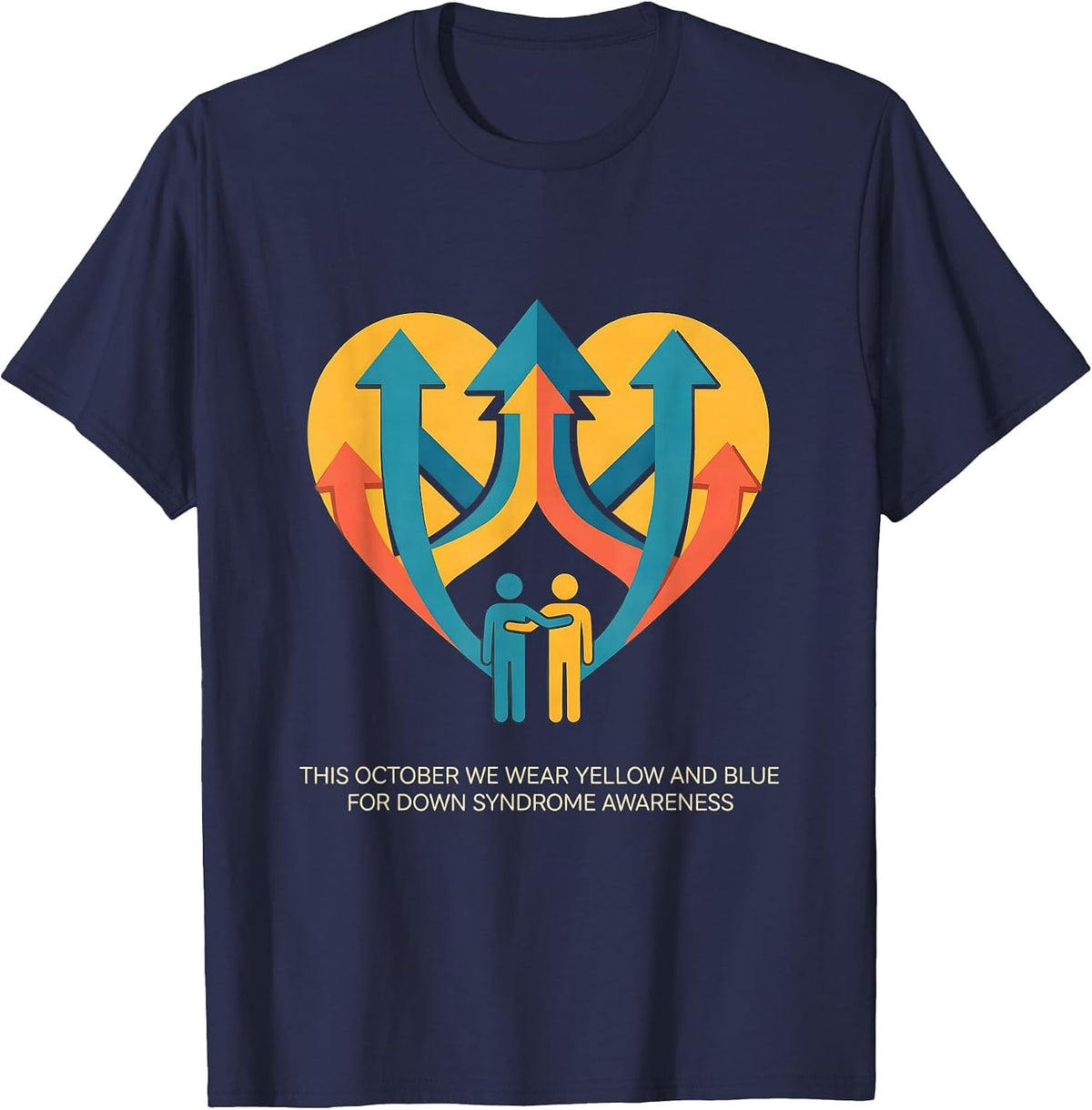 Men's This October We Wear Yellow Blue Down Syndrome Awareness T-Shirt - Navy Blue