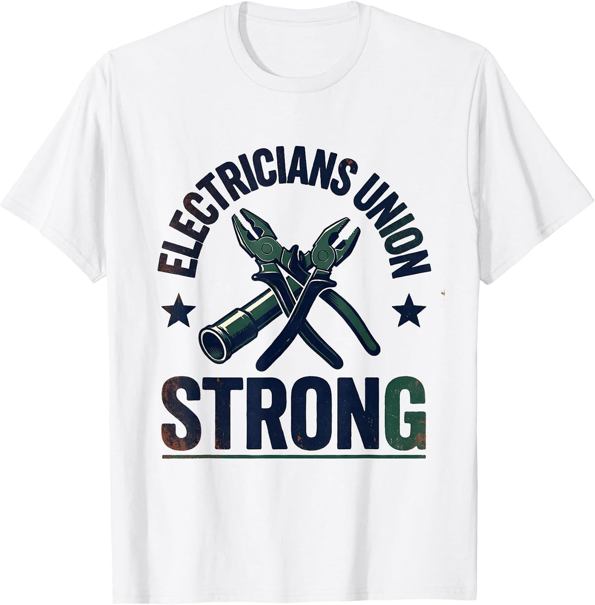 Men's Electricians Union Strong Vintage Skilled Trades Labor Pride T-Shirt - White