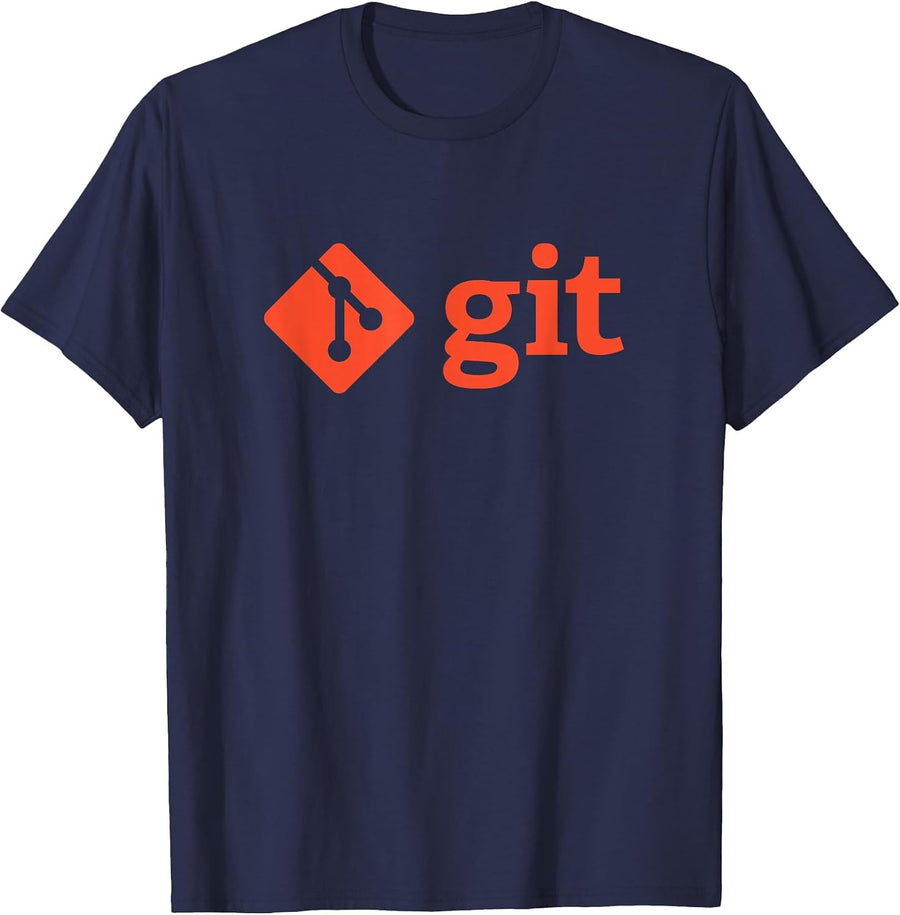 Official Git Logo/Word Orange T-Shirt - Navy Blue