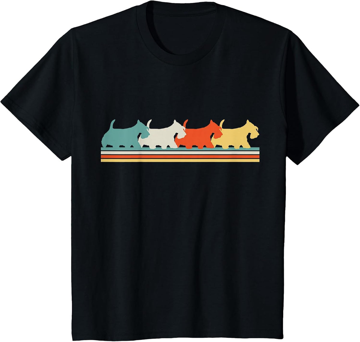Scottish Terrier Dog Retro T-Shirt - Black