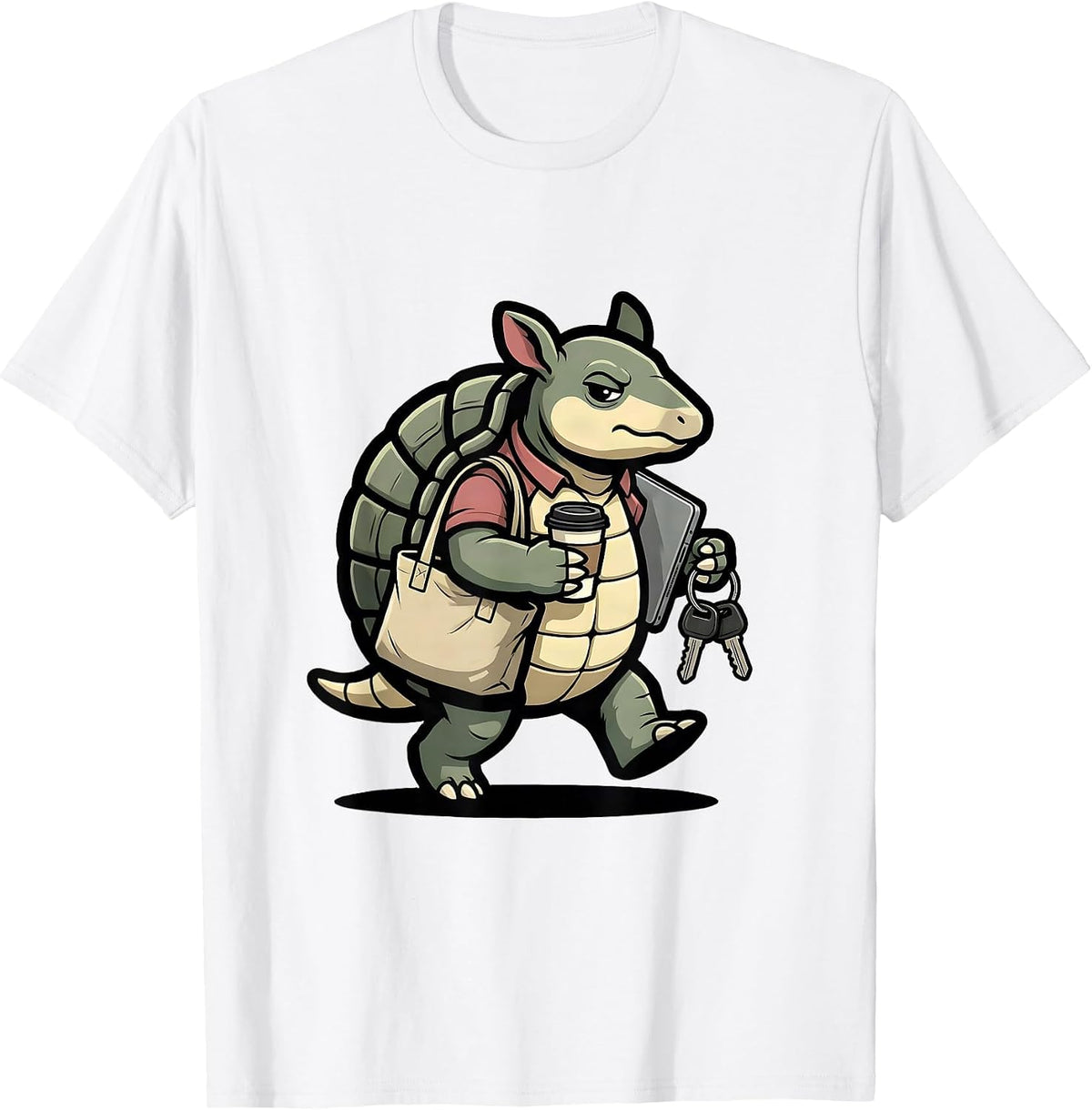 Men's Armadillo Mascot Social Worker Advocacy Humor Work T-Shirt - White